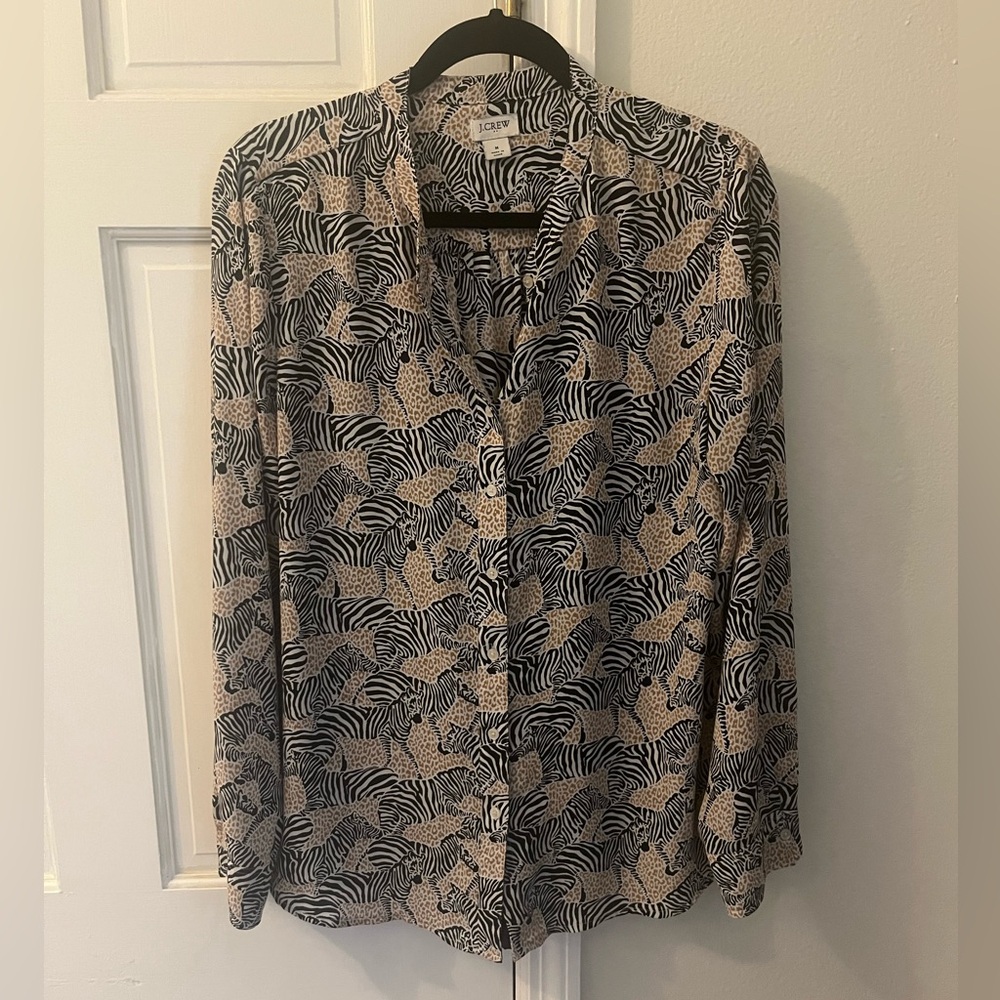 J. Crew Factory Zebra and Leopard Print Blouse